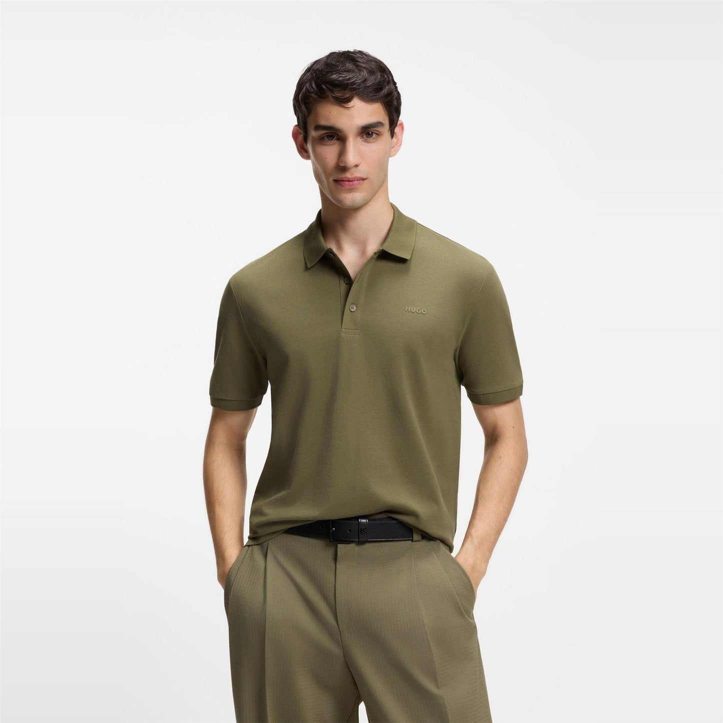 Green - Back - Hugo Mens Donos Cotton Polo Shirt