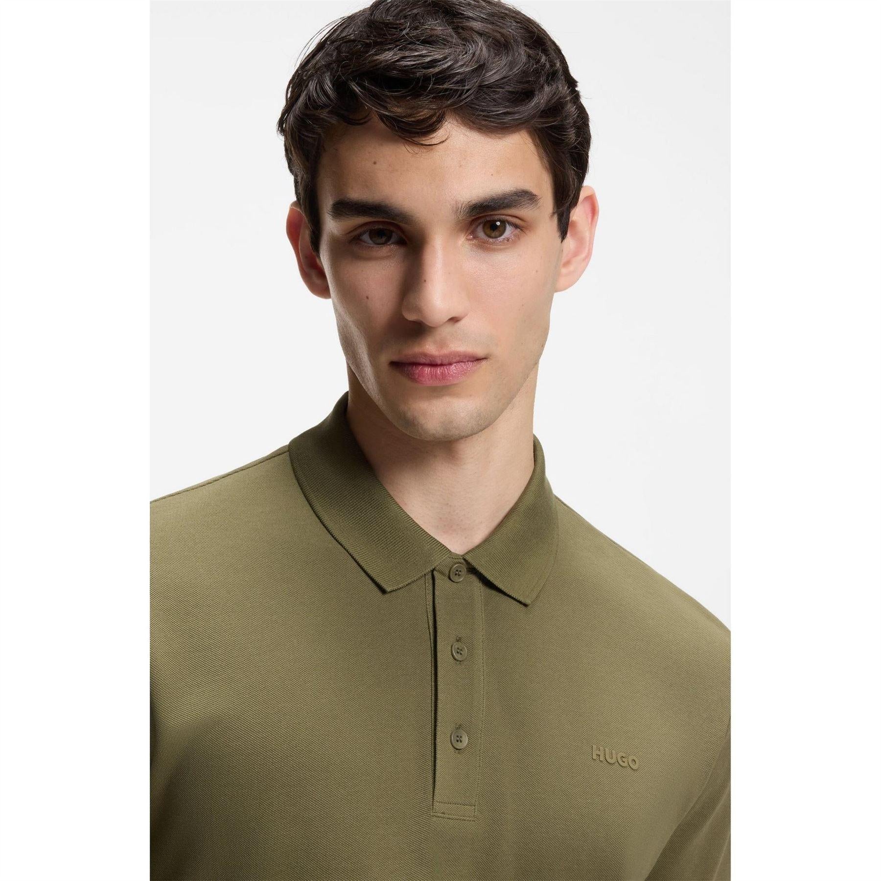 Green - Lifestyle - Hugo Mens Donos Cotton Polo Shirt