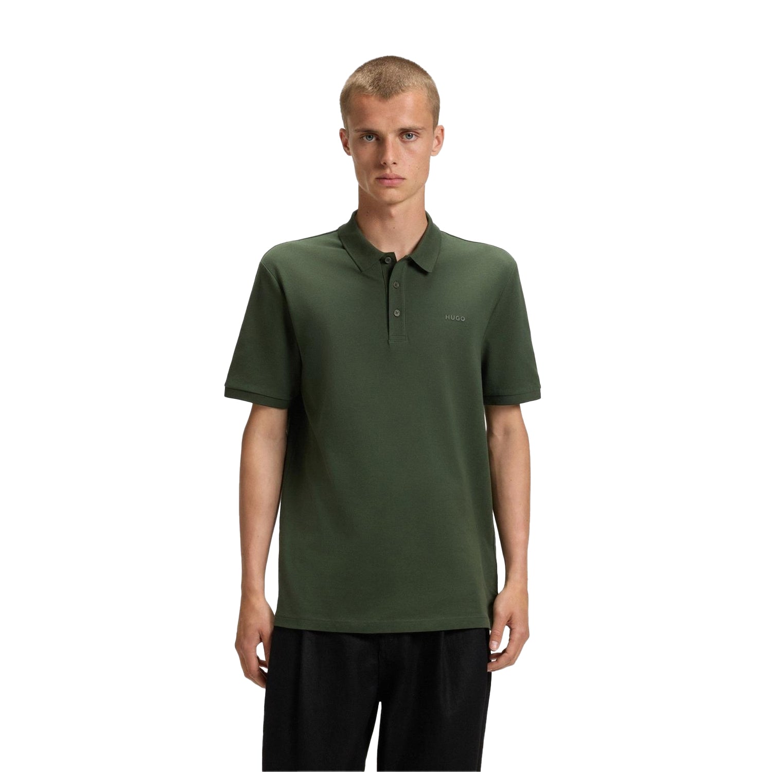 Dark Green - Side - Hugo Mens Donos Cotton Polo Shirt