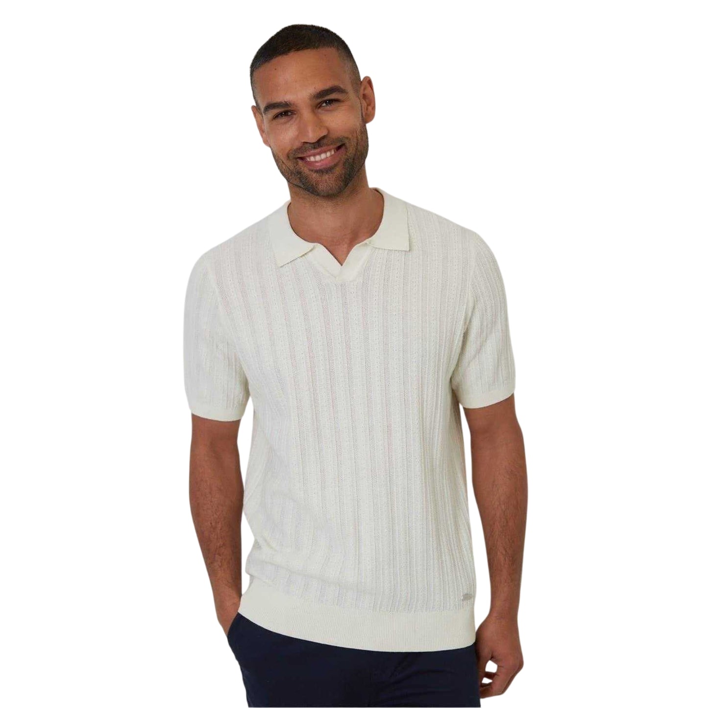 Ecru - Front - Threadbare Mens Lynwood Short-Sleeved Polo Shirt