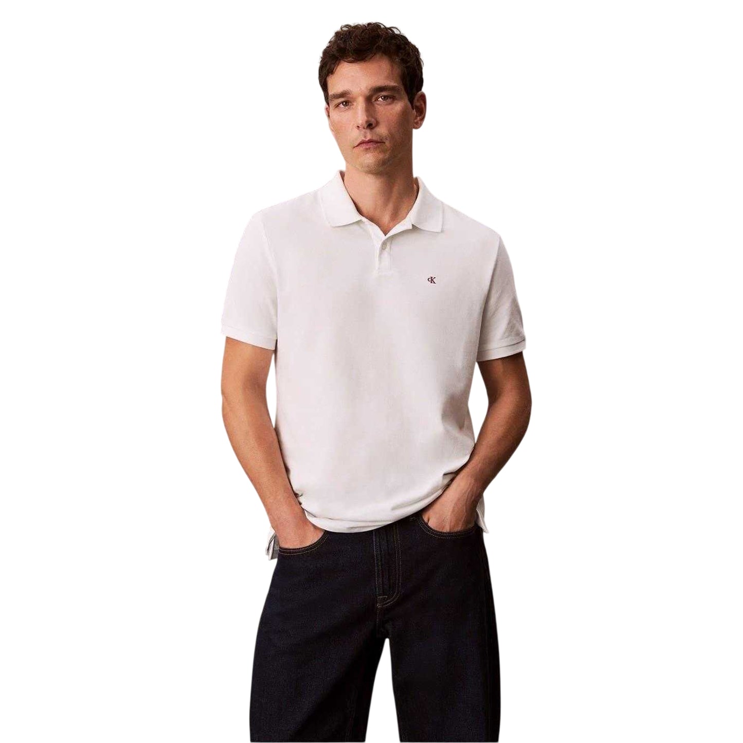 White - Side - Calvin Klein Mens Polo Shirt