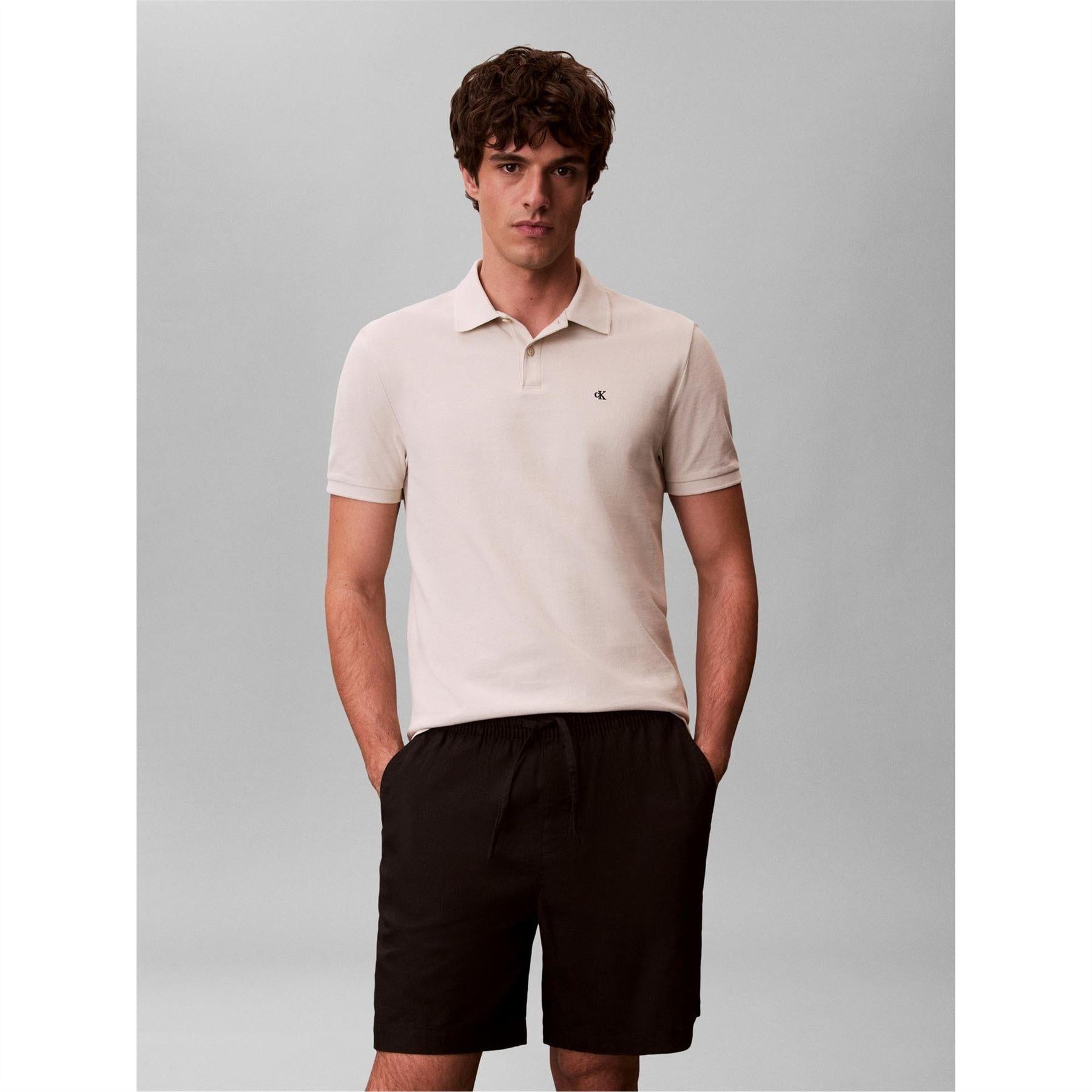 Oatmeal - Side - Calvin Klein Mens Polo Shirt