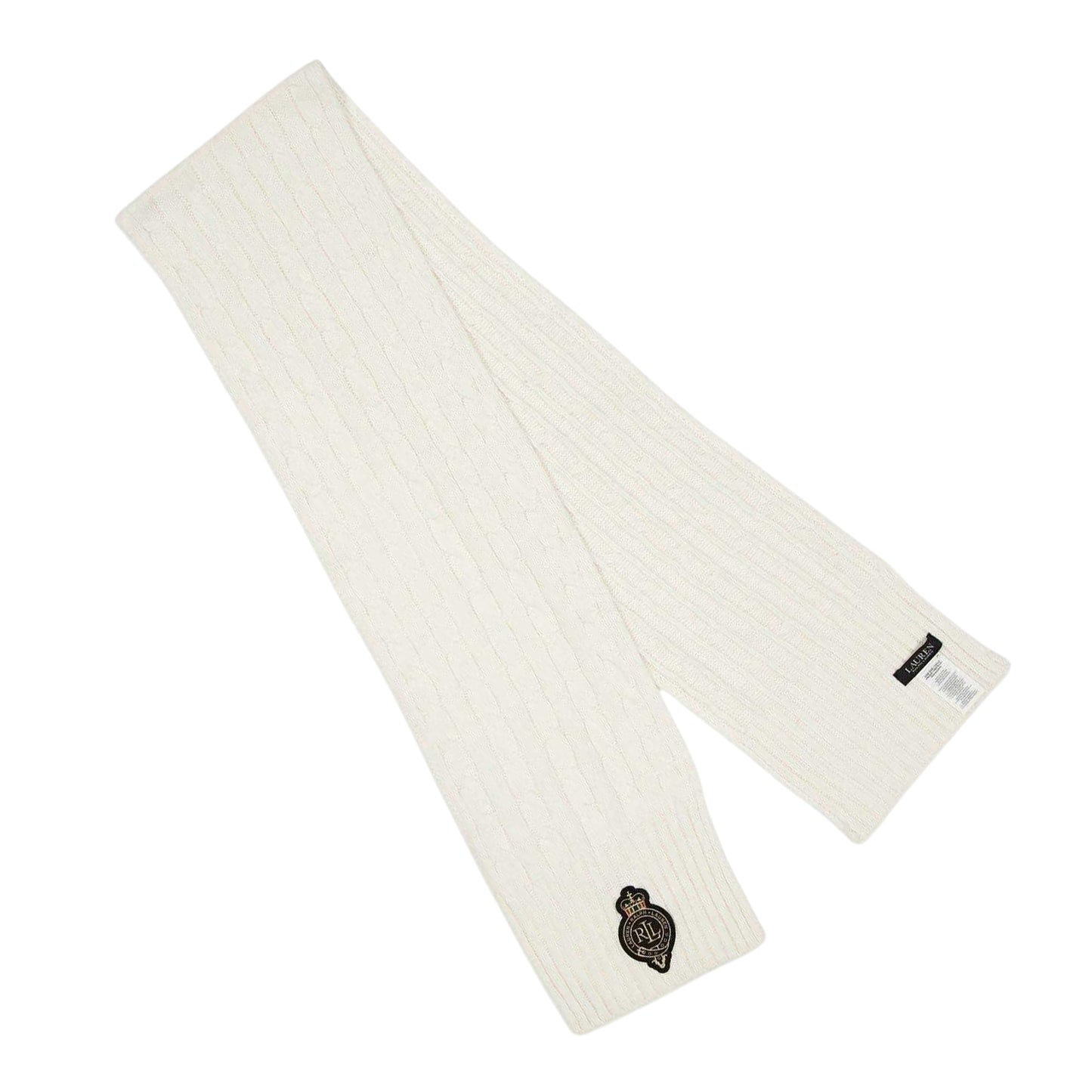 Cream - Back - Ralph Lauren Womens-Ladies Cable Knit Scarf