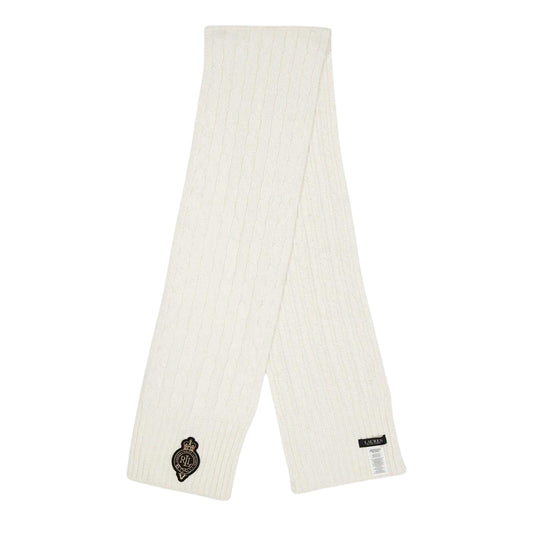 Cream - Front - Ralph Lauren Womens-Ladies Cable Knit Scarf