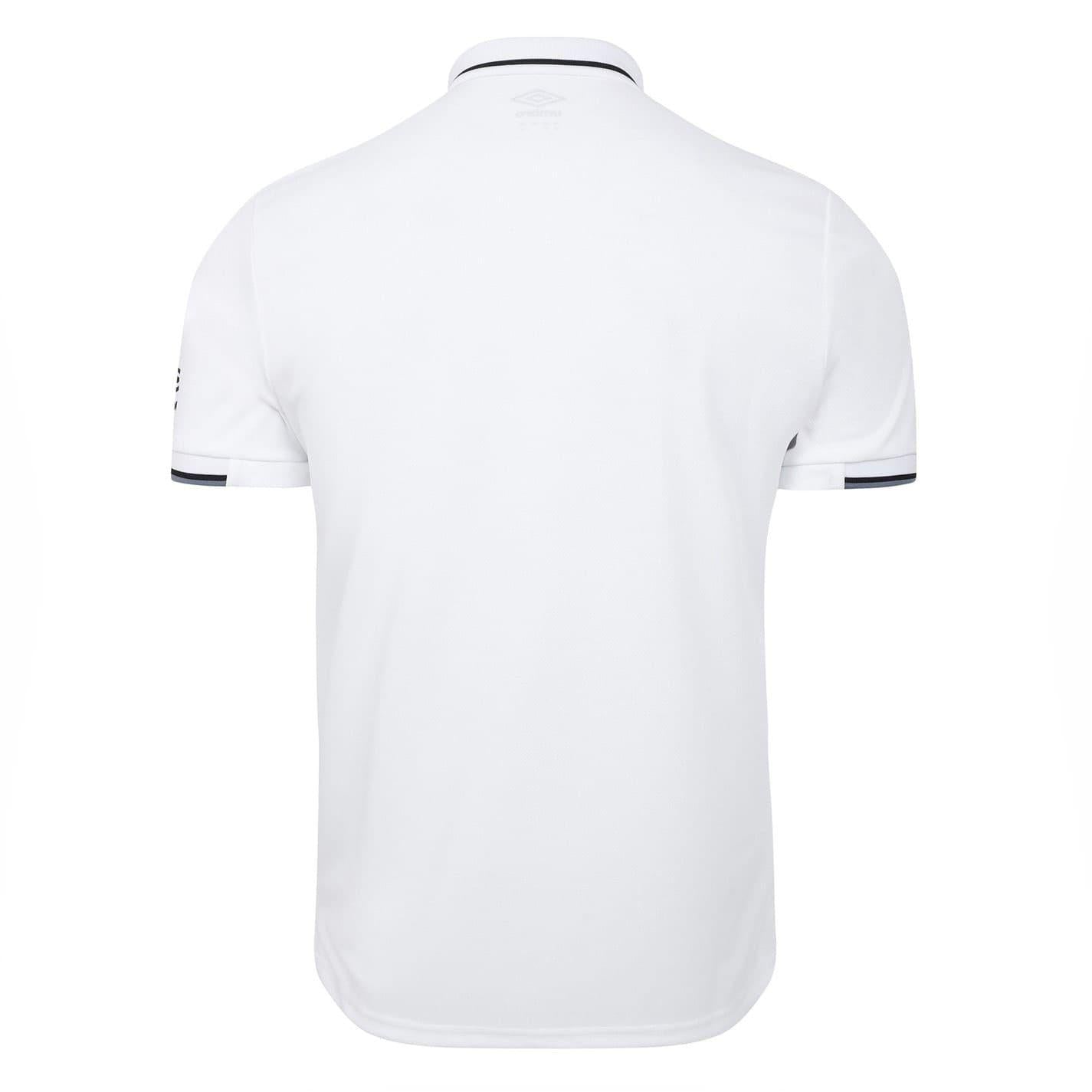 White - Back - Umbro Mens Ribbed Cuff Polo Shirt