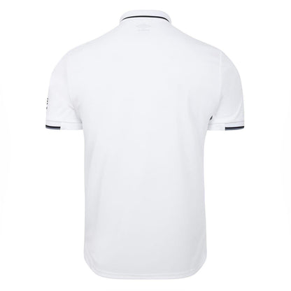 White - Back - Umbro Mens Ribbed Cuff Polo Shirt
