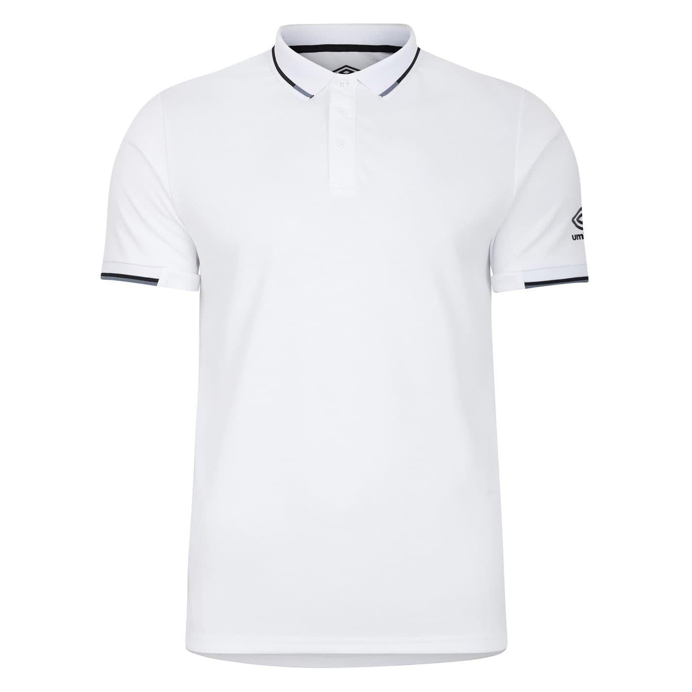 White - Front - Umbro Mens Ribbed Cuff Polo Shirt
