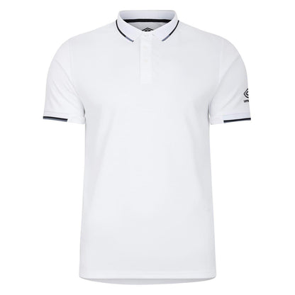 White - Front - Umbro Mens Ribbed Cuff Polo Shirt