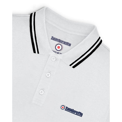 White-Black - Side - Lambretta Mens Tipped Polo Shirt