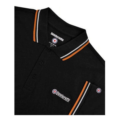 Black-White - Side - Lambretta Mens Tipped Polo Shirt