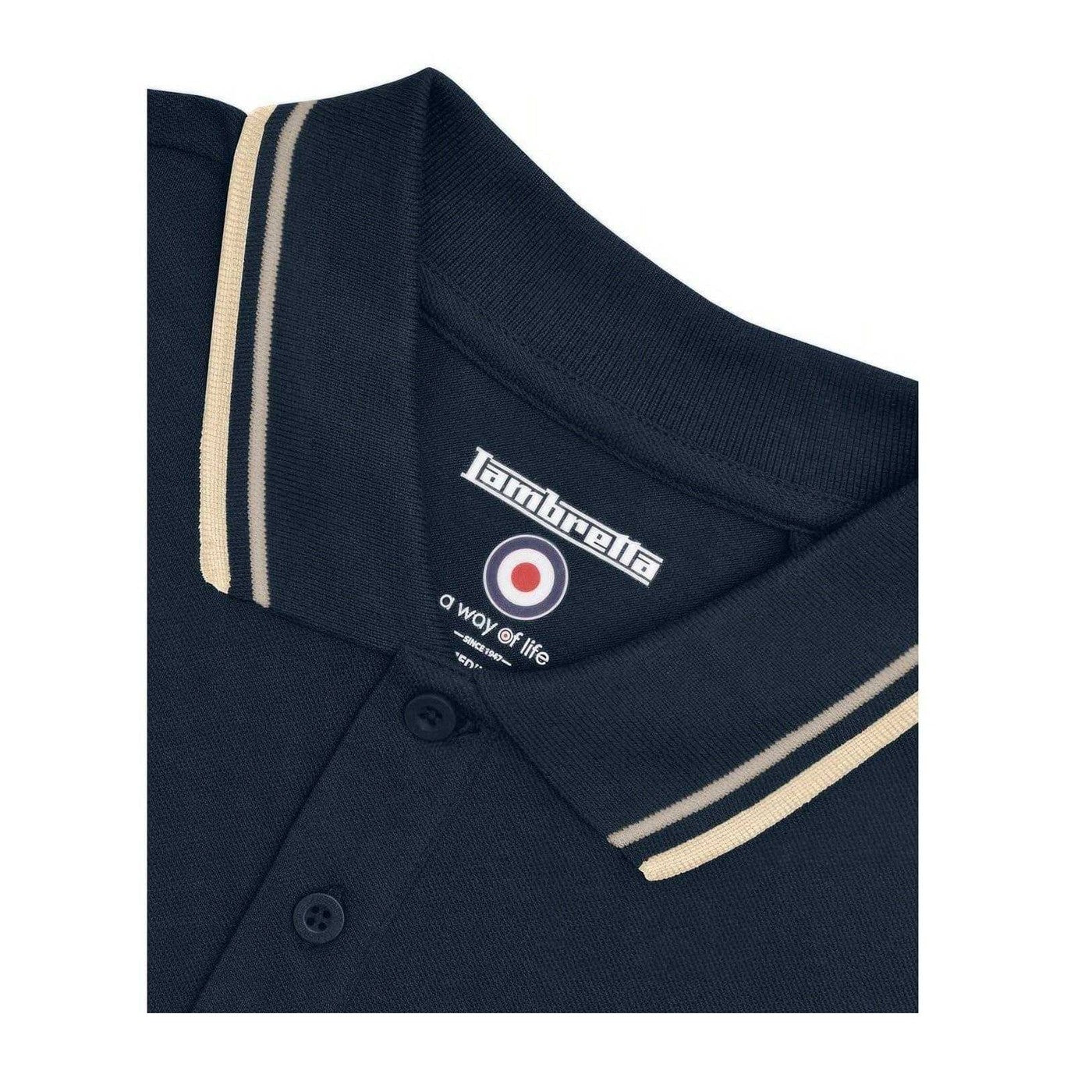 Navy-Cinder - Side - Lambretta Mens Tipped Polo Shirt