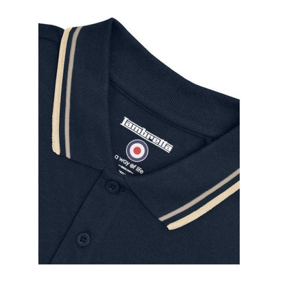 Navy-Cinder - Side - Lambretta Mens Tipped Polo Shirt