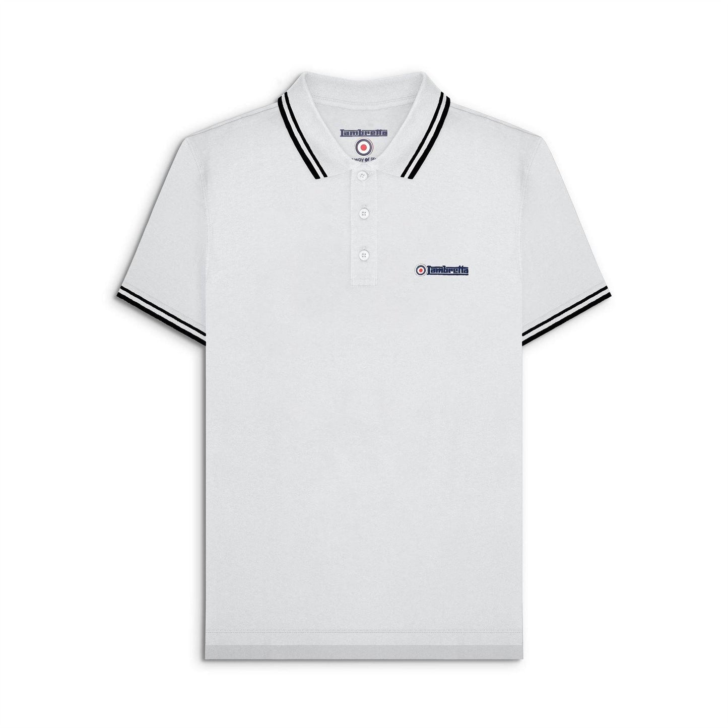 White-Black - Front - Lambretta Mens Tipped Polo Shirt