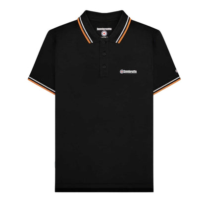Black-White - Front - Lambretta Mens Tipped Polo Shirt