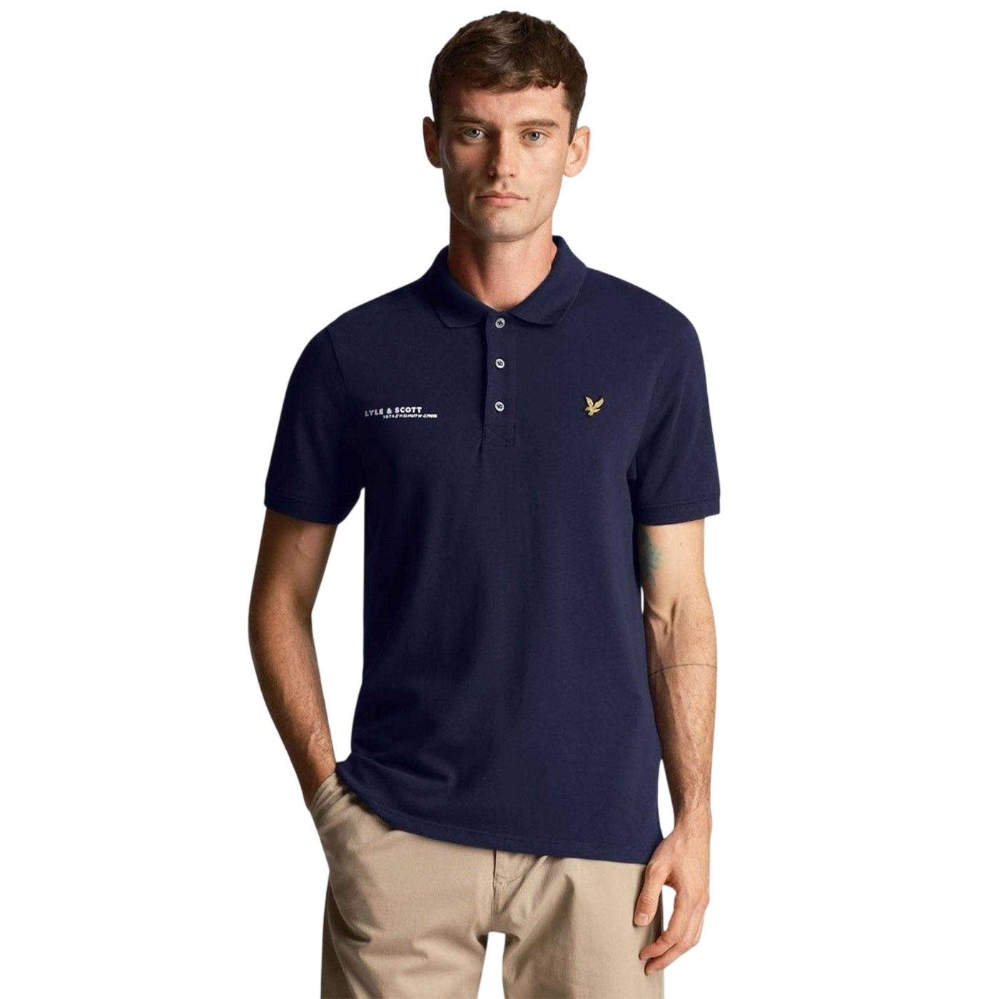 Navy - Side - Lyle & Scott Mens Ordinate Short-Sleeved Polo Shirt