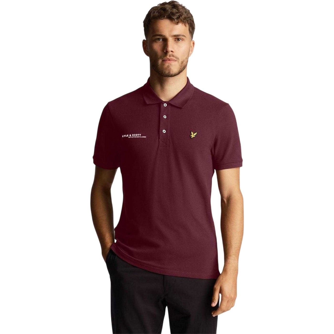 Burgundy - Side - Lyle & Scott Mens Ordinate Short-Sleeved Polo Shirt