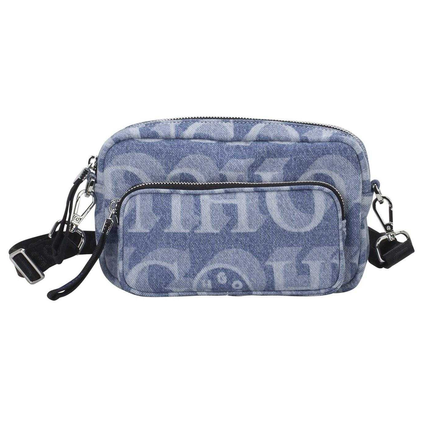 Dark Blue - Front - Hugo Roselyn Monogram Denim Crossbody Bag
