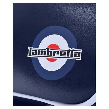 Navy-White - Side - Lambretta Mod Retro Faux Leather Duffle Bag