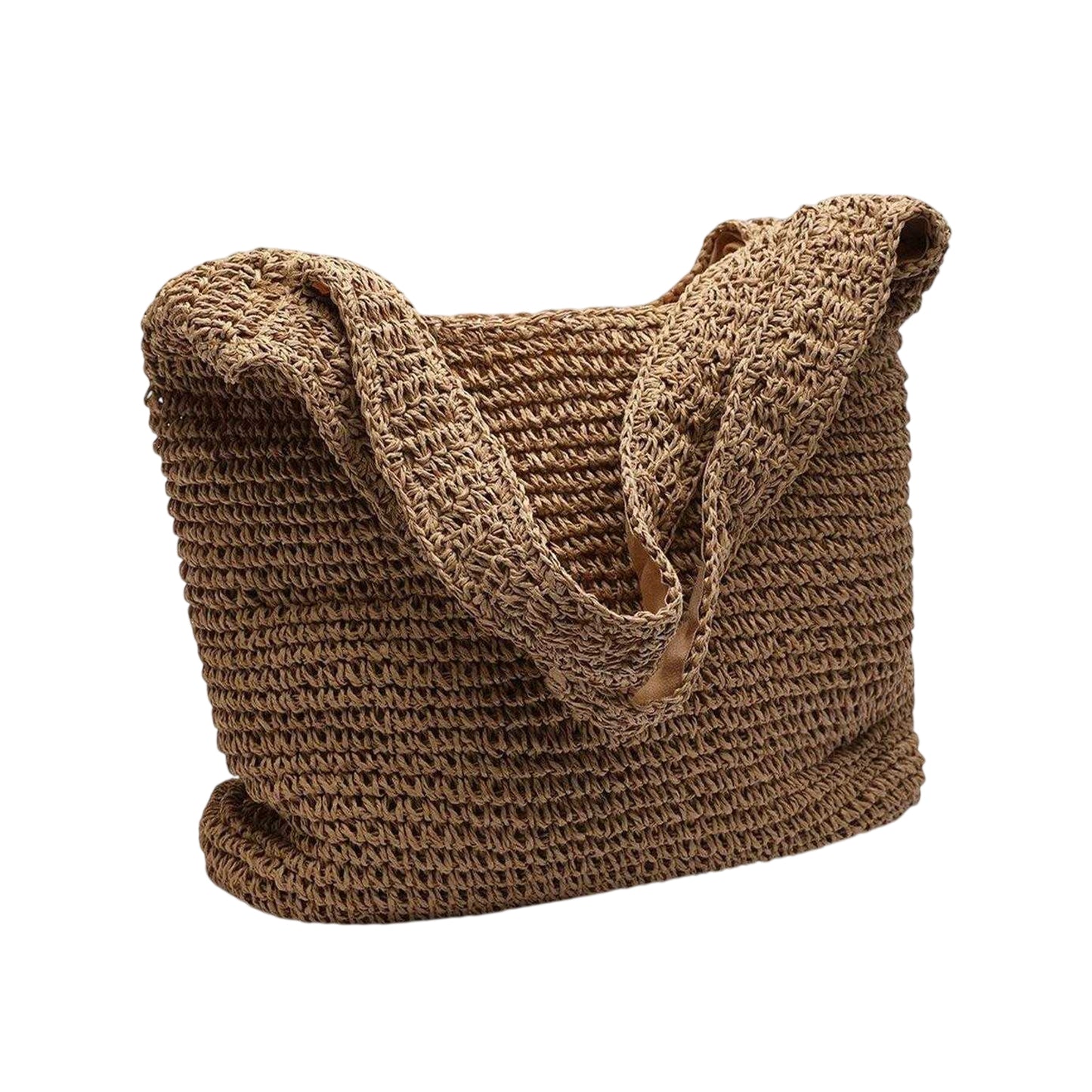 Brown - Back - Where´s That From Woven Raffia Holiday Shoulder Bag