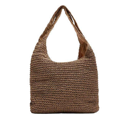 Brown - Front - Where´s That From Woven Raffia Holiday Shoulder Bag