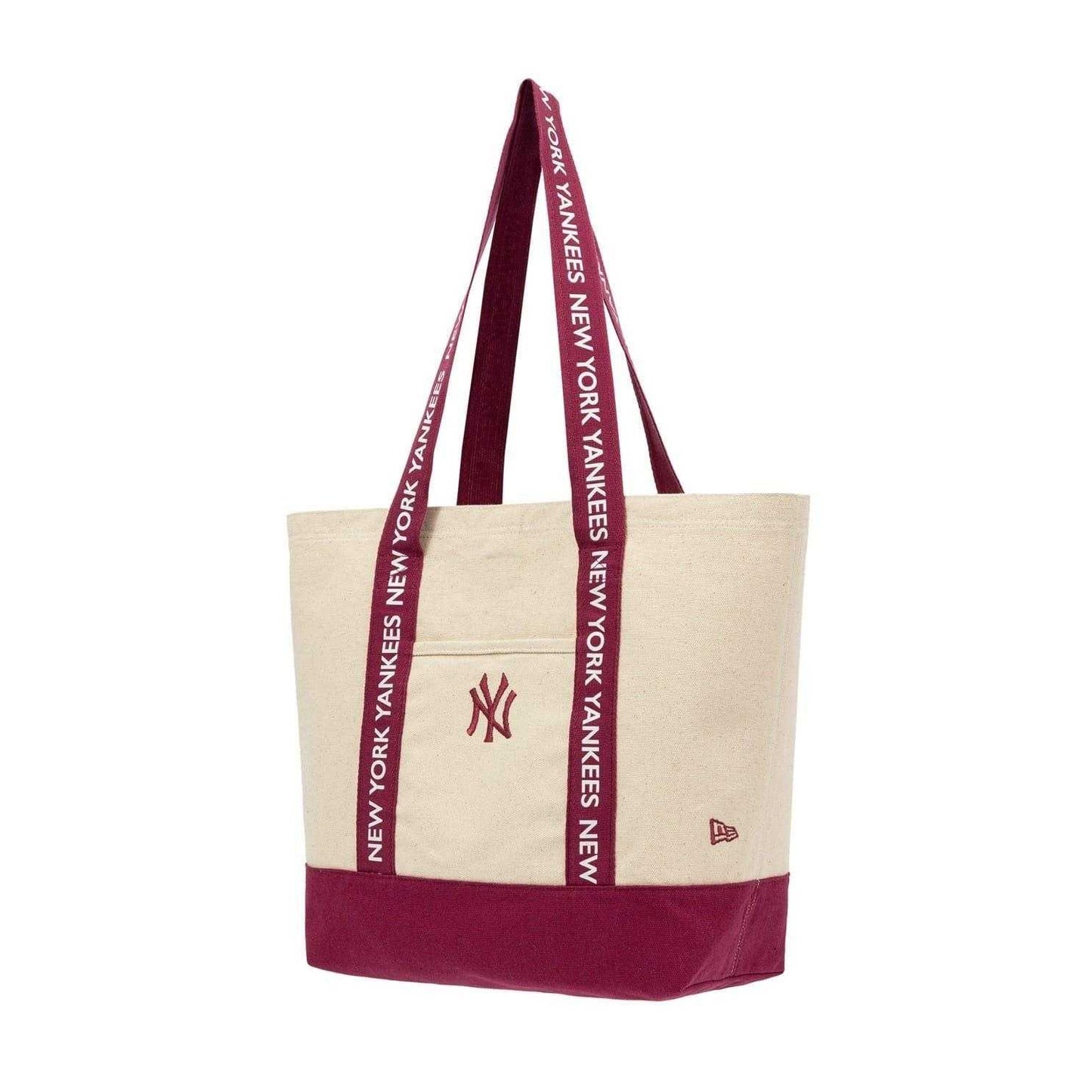 Burgundy - Side - New York Yankees MLB New Era Canvas Tote Bag