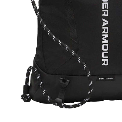 Black - Side - Under Armour Hustle Logo Gym Drawstring Bag