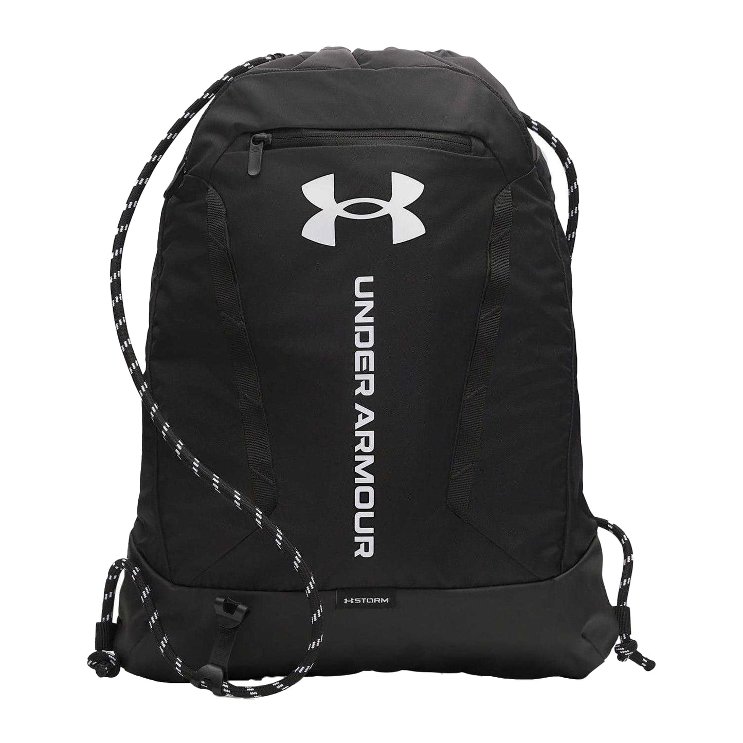 Black - Front - Under Armour Hustle Logo Gym Drawstring Bag