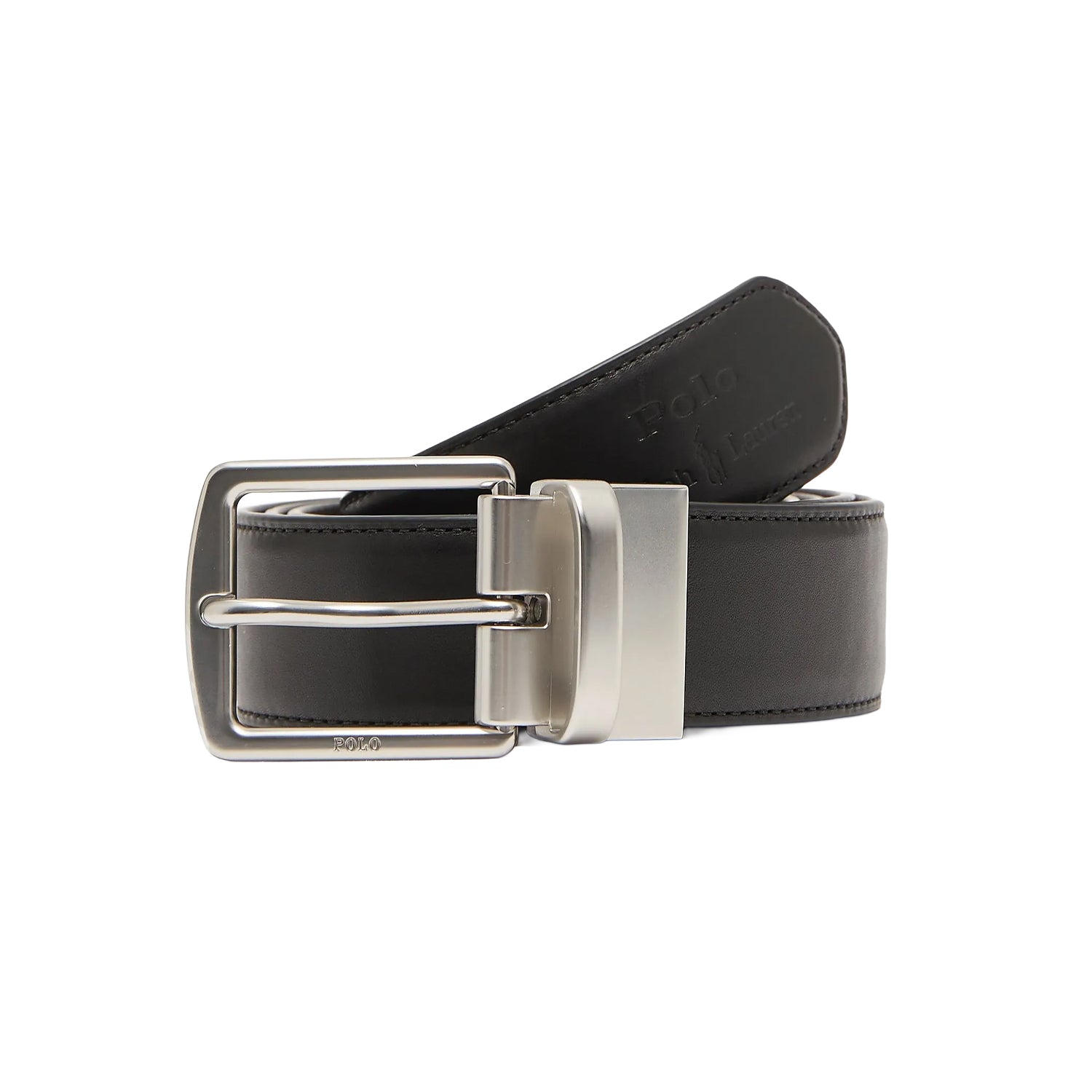 Black - Back - Ralph Lauren Polo Logo Grain Leather Belt And Wallet Set