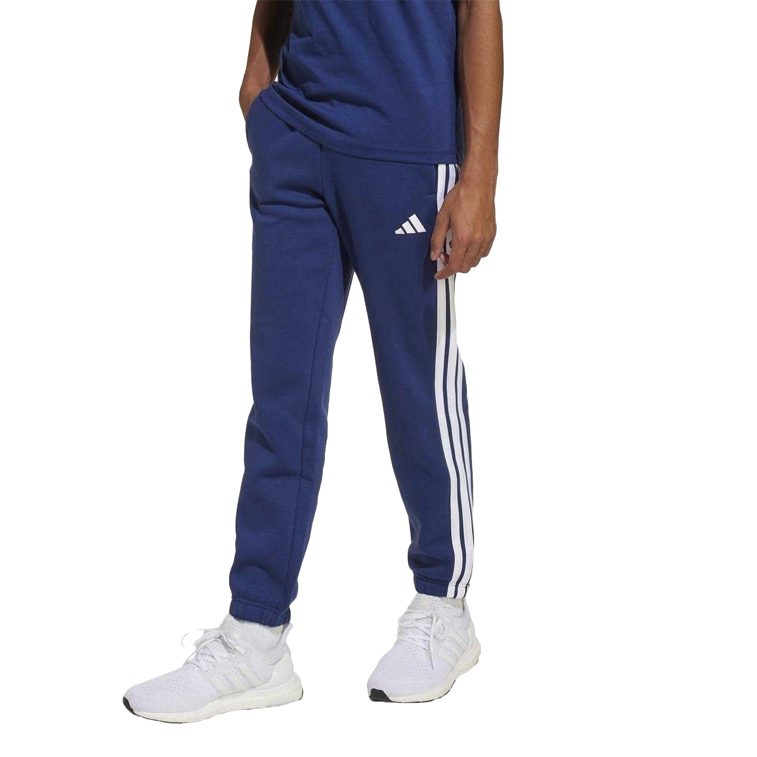 Navy-White - Side - Adidas Childrens-Kids Essentials Joggers