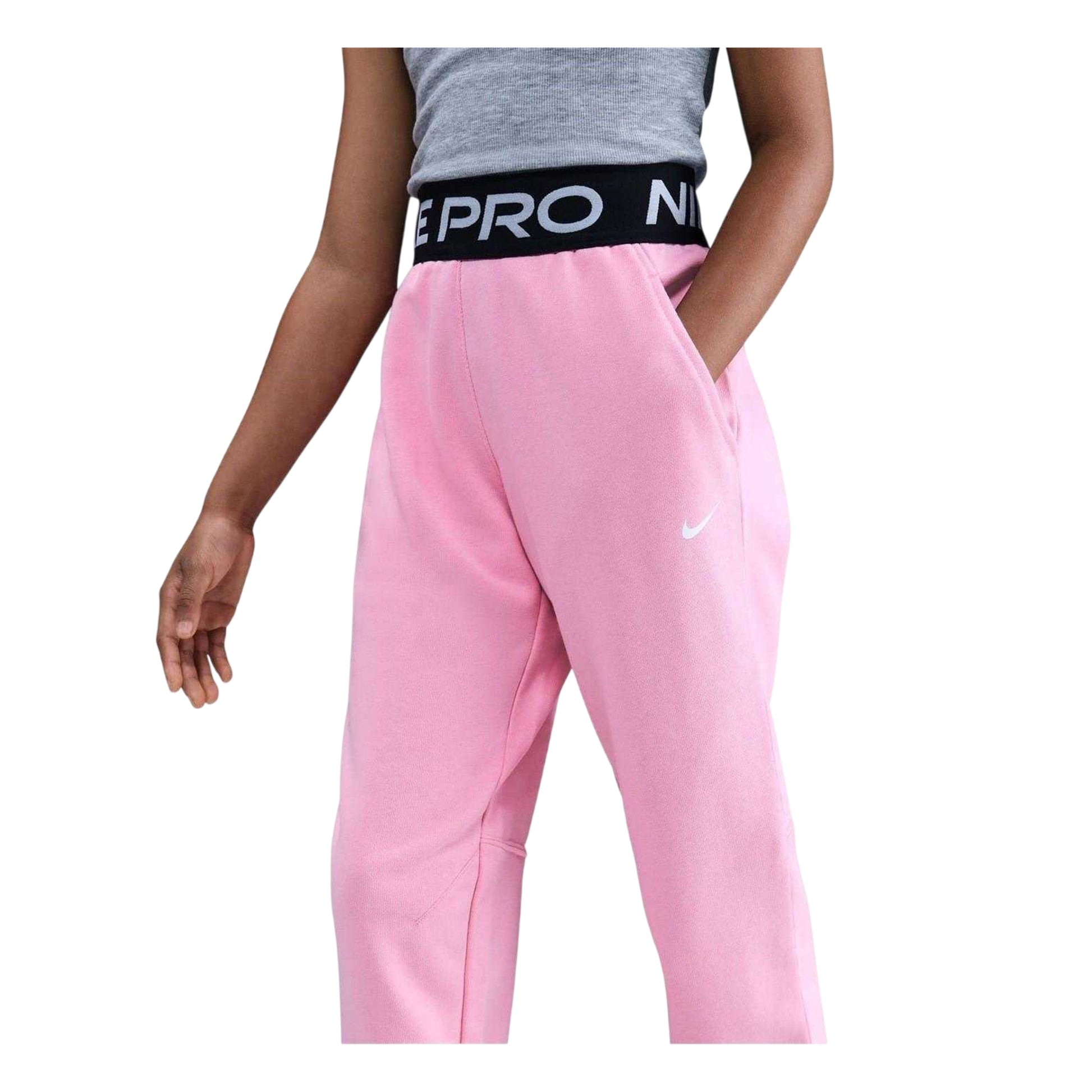 Pink - Side - Nike Childrens-Kids Pro Dri-FIT Jogging Bottoms