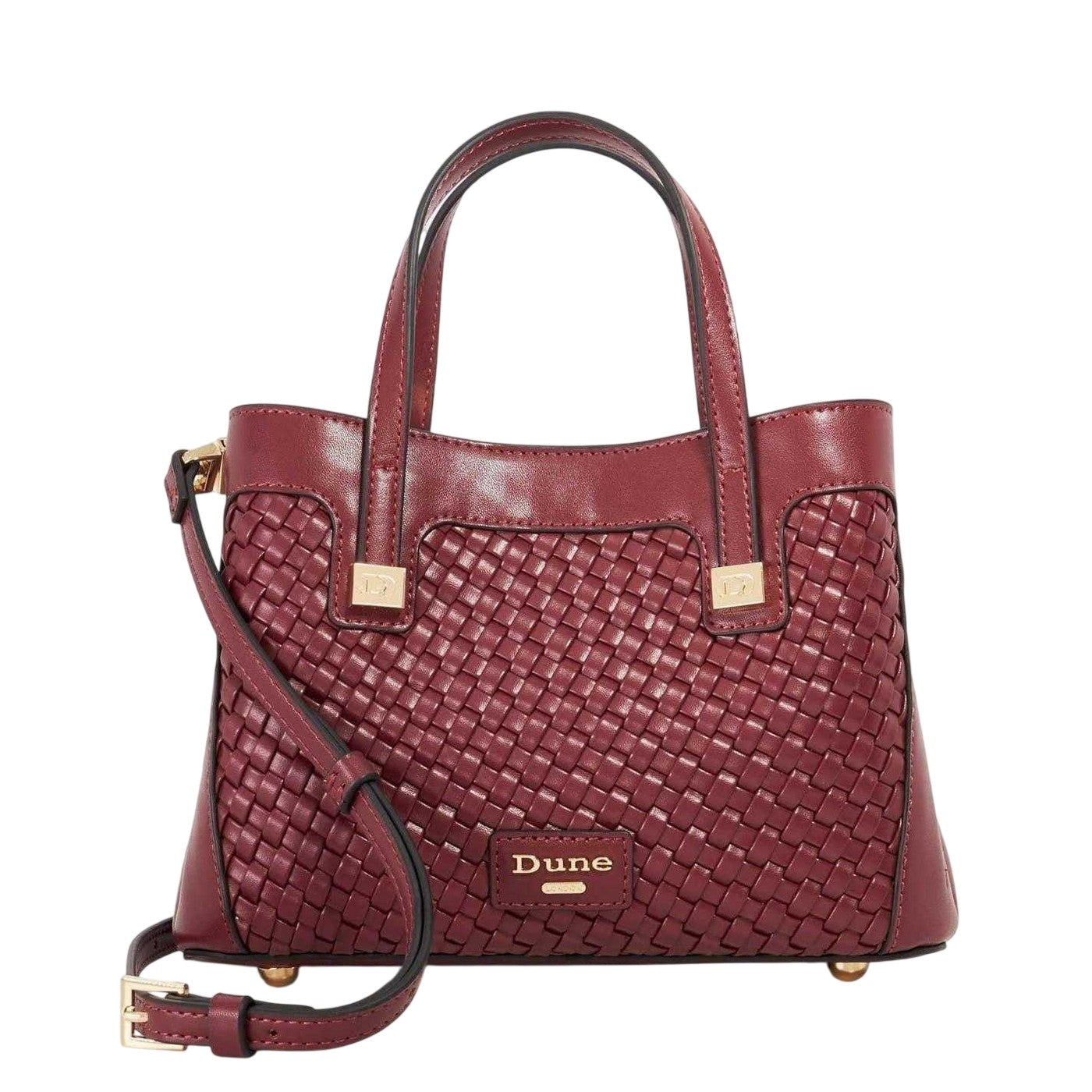 Burgundy - Front - Dune London Deavie Woven Handbag