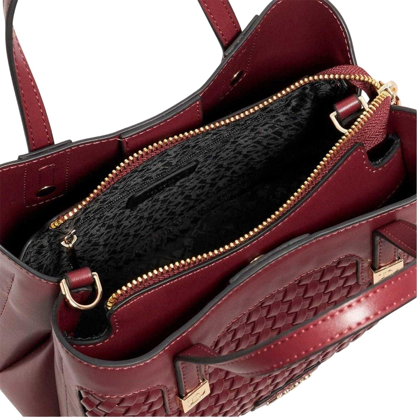 Burgundy - Side - Dune London Deavie Woven Handbag