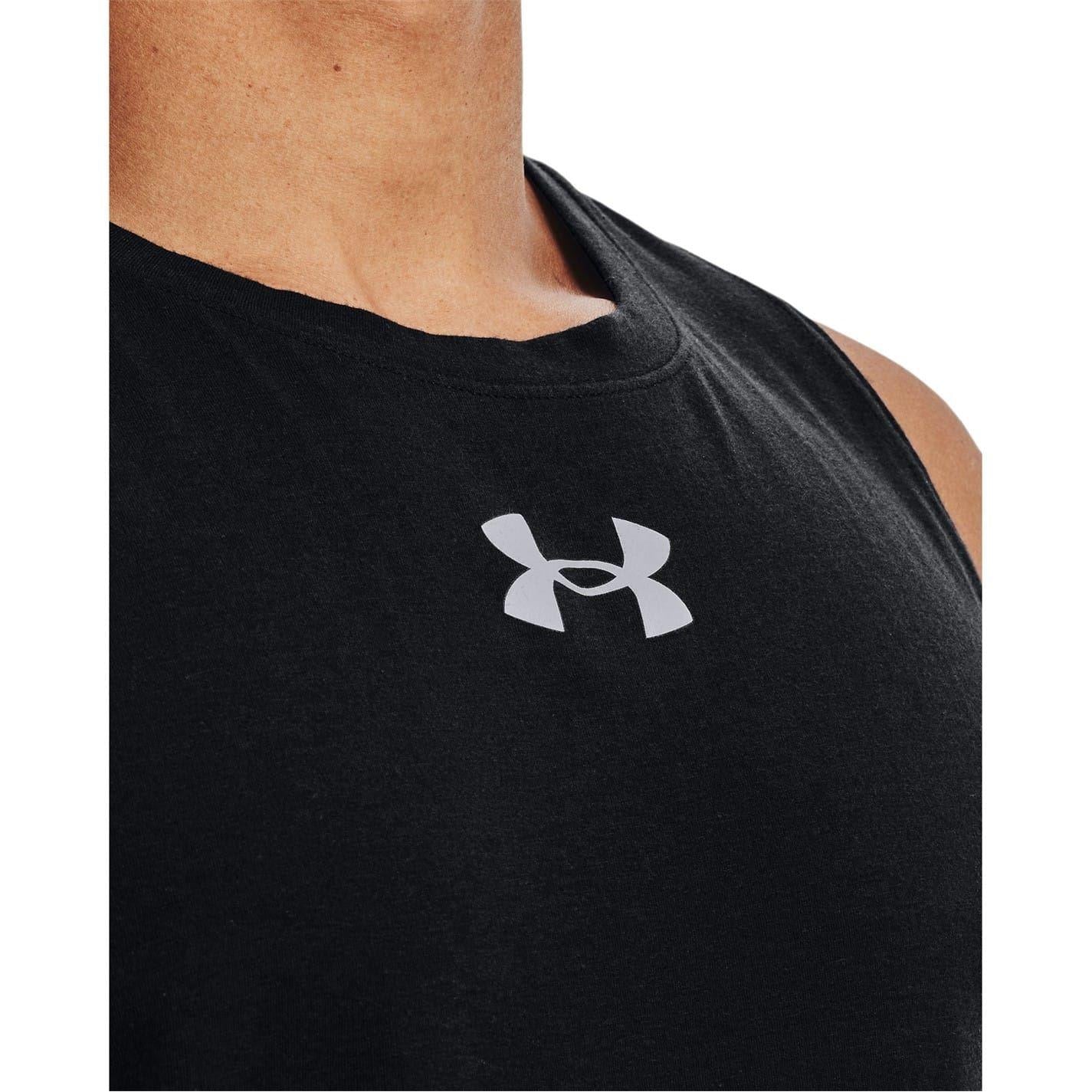Black - Side - Under Armour Mens Baseline Tank Top