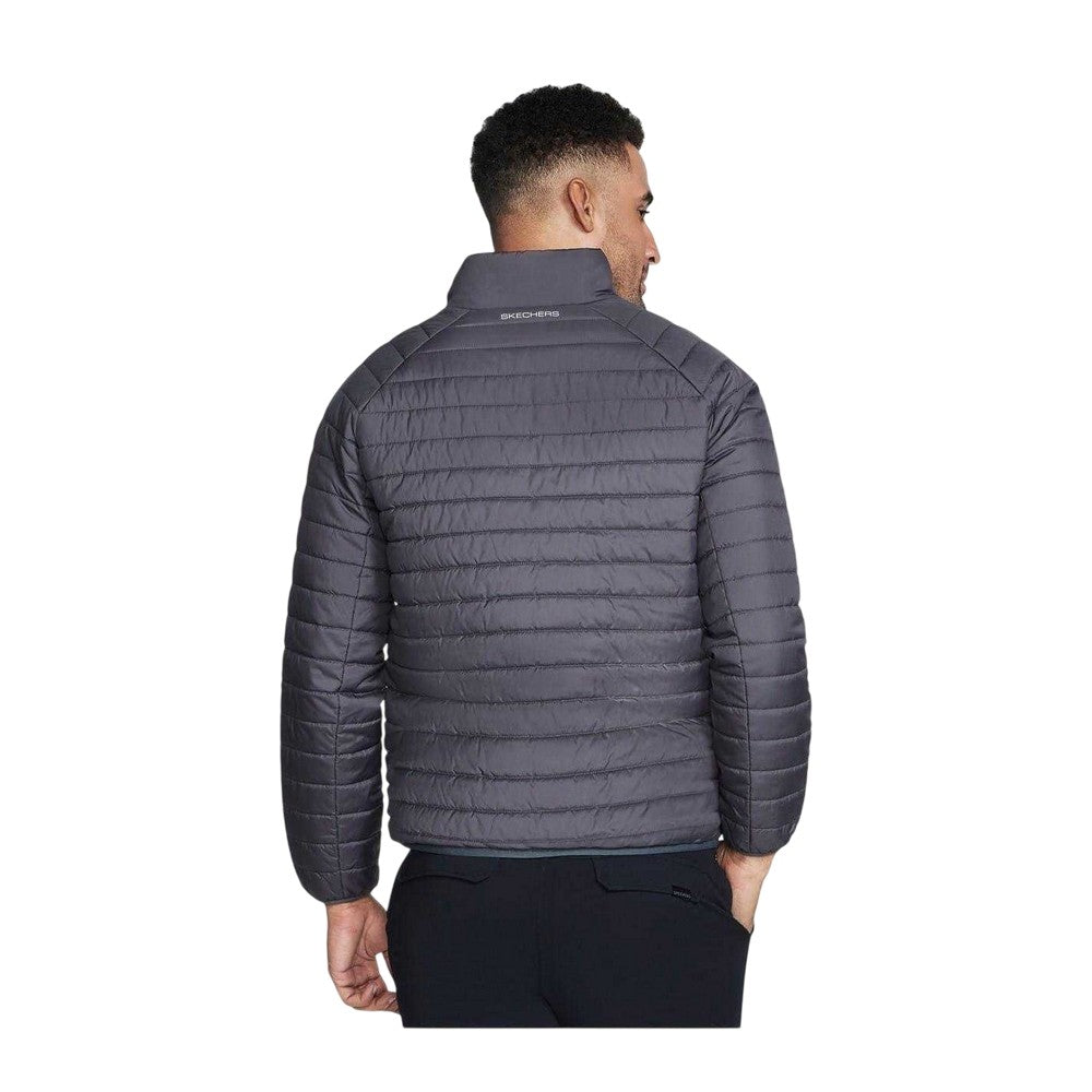 Black-Charcoal - Back - Skechers Mens Go Shield Altitude Puffer Jacket