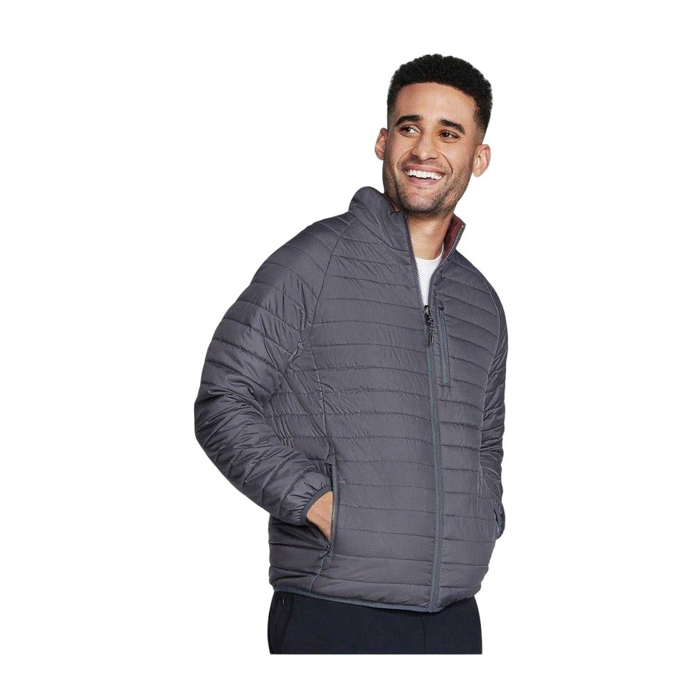 Black-Charcoal - Side - Skechers Mens Go Shield Altitude Puffer Jacket