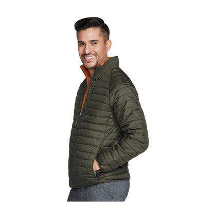 Brown-Olive - Side - Skechers Mens Go Shield Altitude Puffer Jacket