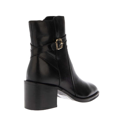 Black - Back - Dune London Womens-Ladies Plotto Leather Block Heel Ankle Boots