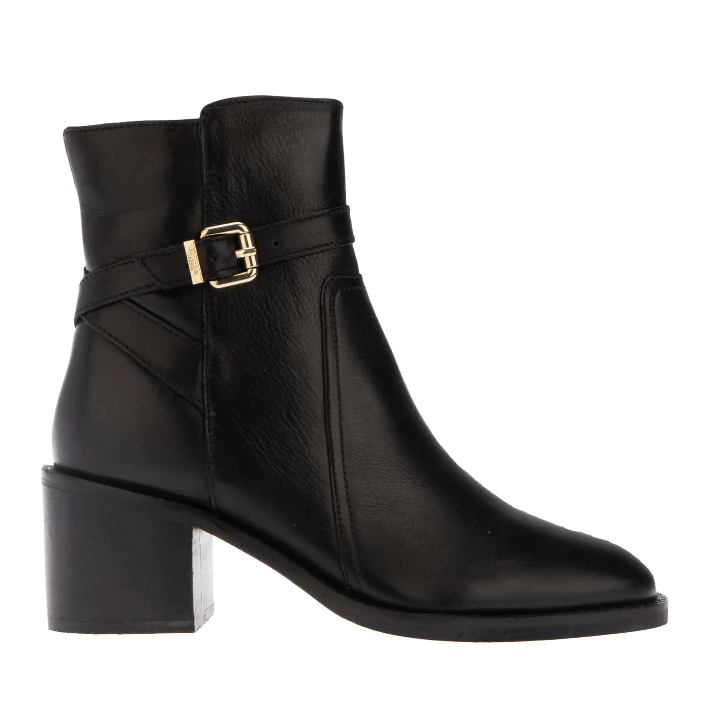 Black - Side - Dune London Womens-Ladies Plotto Leather Block Heel Ankle Boots