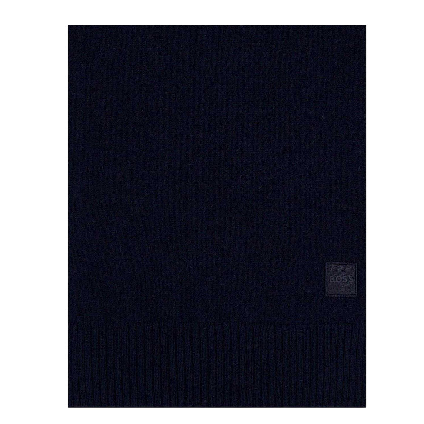 Blue Melange - Back - Boss Logo Knitted Scarf