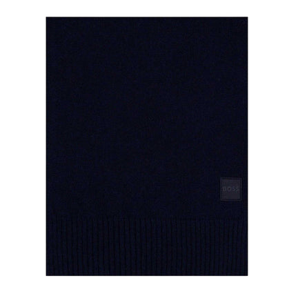 Blue Melange - Back - Boss Logo Knitted Scarf