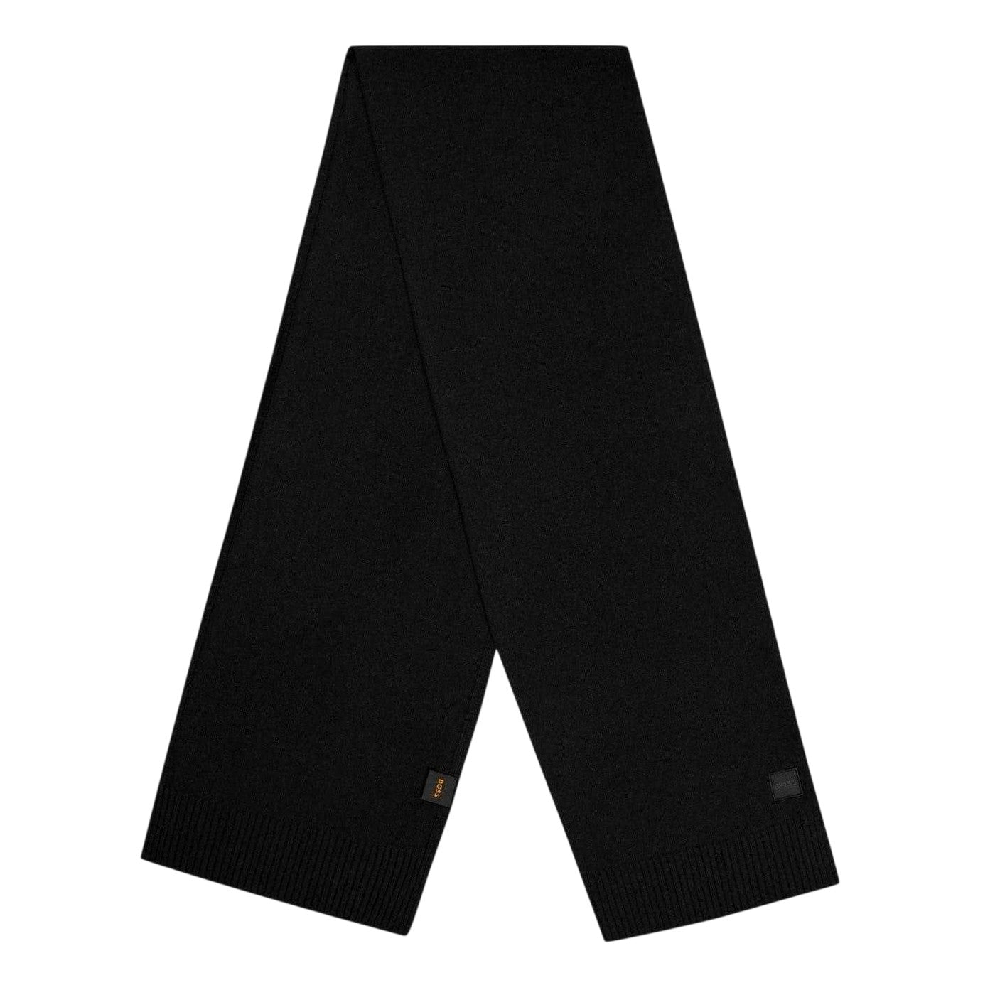 Black Melange - Front - Boss Logo Knitted Scarf