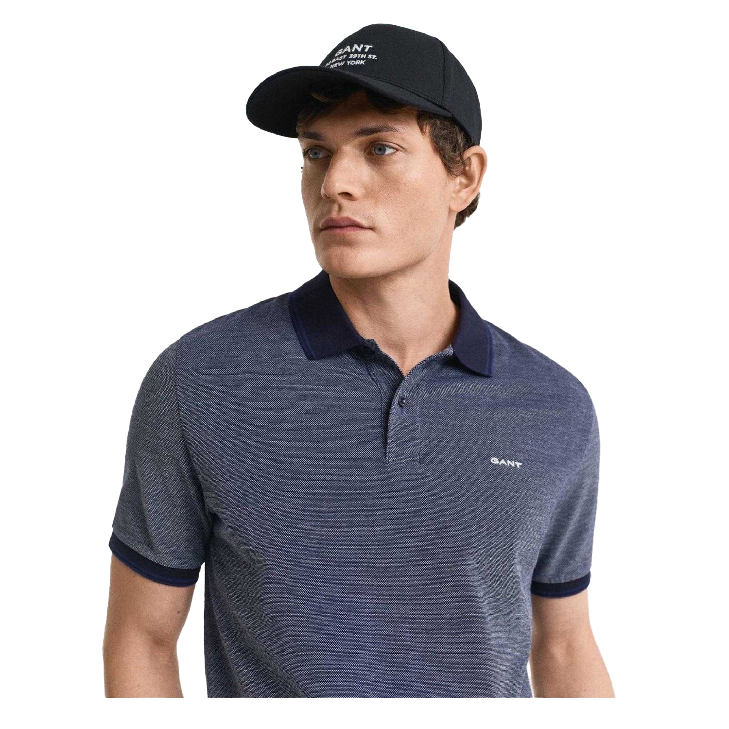 Blue - Side - Gant Mens Regular Short-Sleeved Polo Shirt