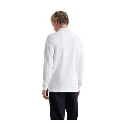 White - Back - Farah Mens Cotton Blend Long-Sleeved Polo Shirt
