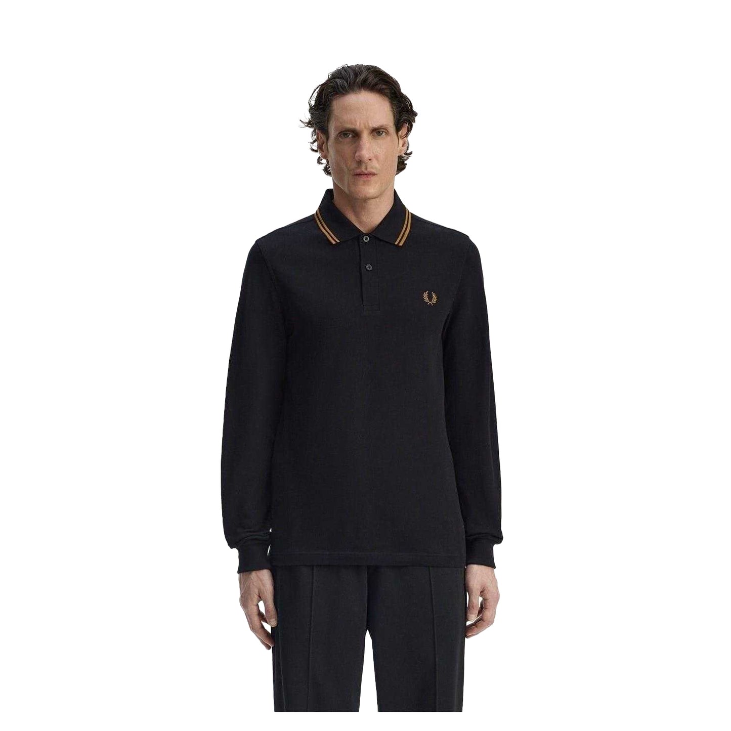 Black - Lifestyle - Fred Perry Mens Long-Sleeved Polo Shirt