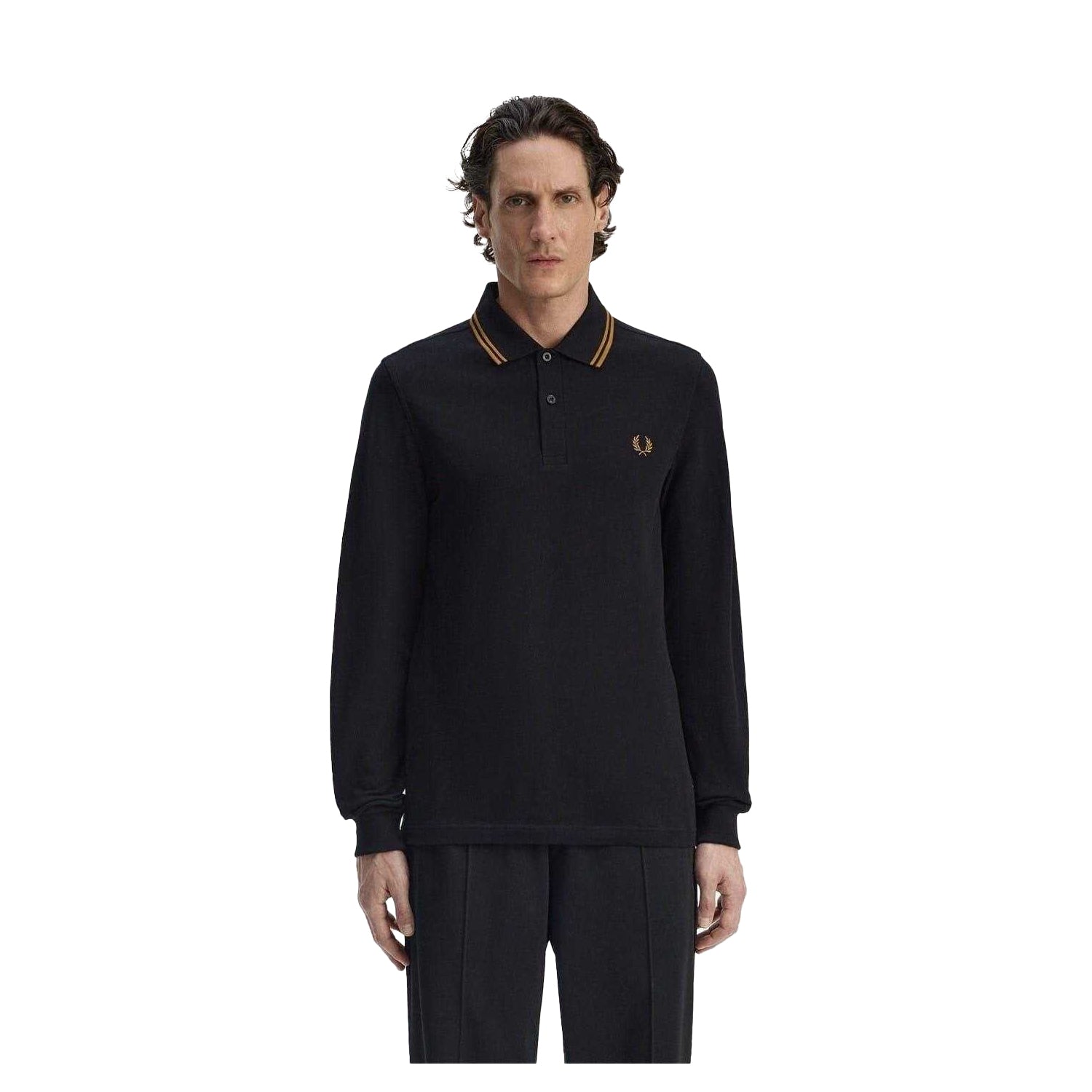 Black - Lifestyle - Fred Perry Mens Long-Sleeved Polo Shirt