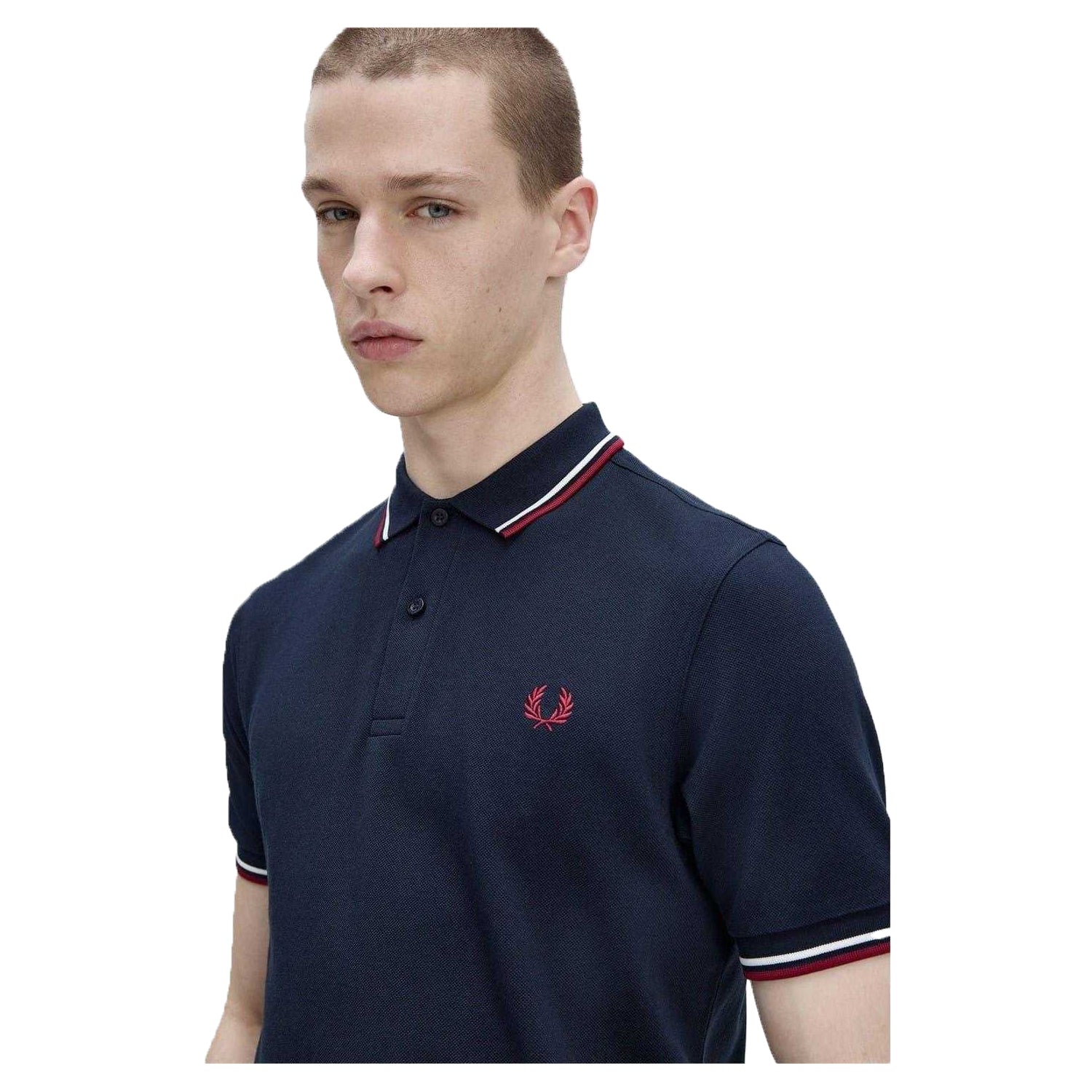 Navy - Side - Fred Perry Mens Long-Sleeved Polo Shirt