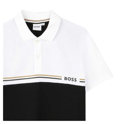 Black - Side - Boss Childrens-Kids Short-Sleeved Polo Shirt