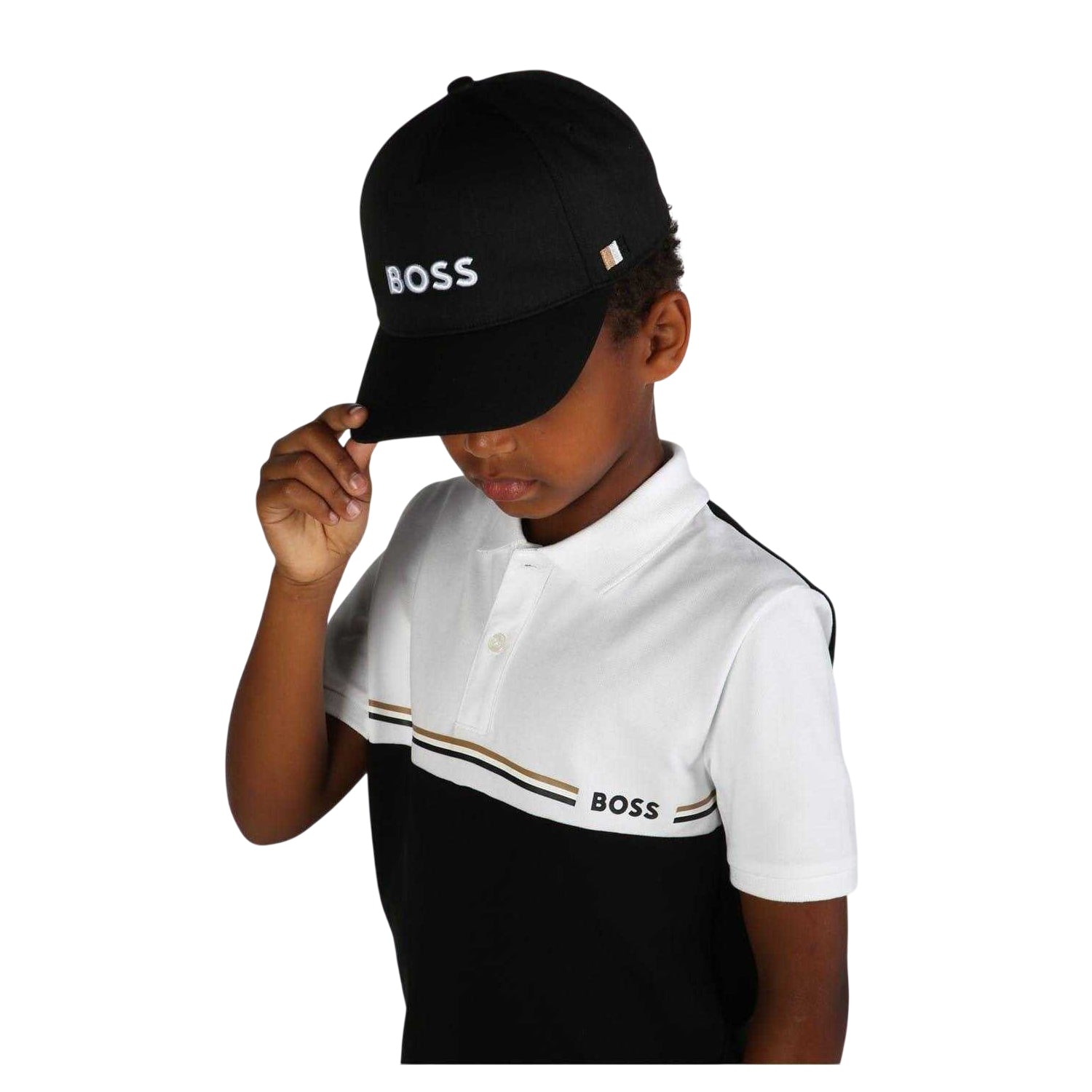 Black - Lifestyle - Boss Childrens-Kids Short-Sleeved Polo Shirt