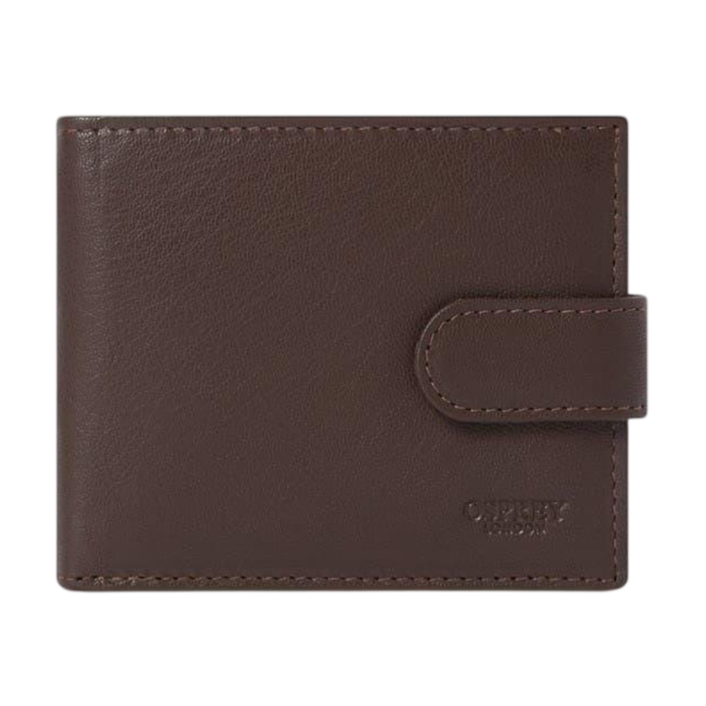 Chocolate Brown - Front - Osprey Wesley Leather Popper Wallet