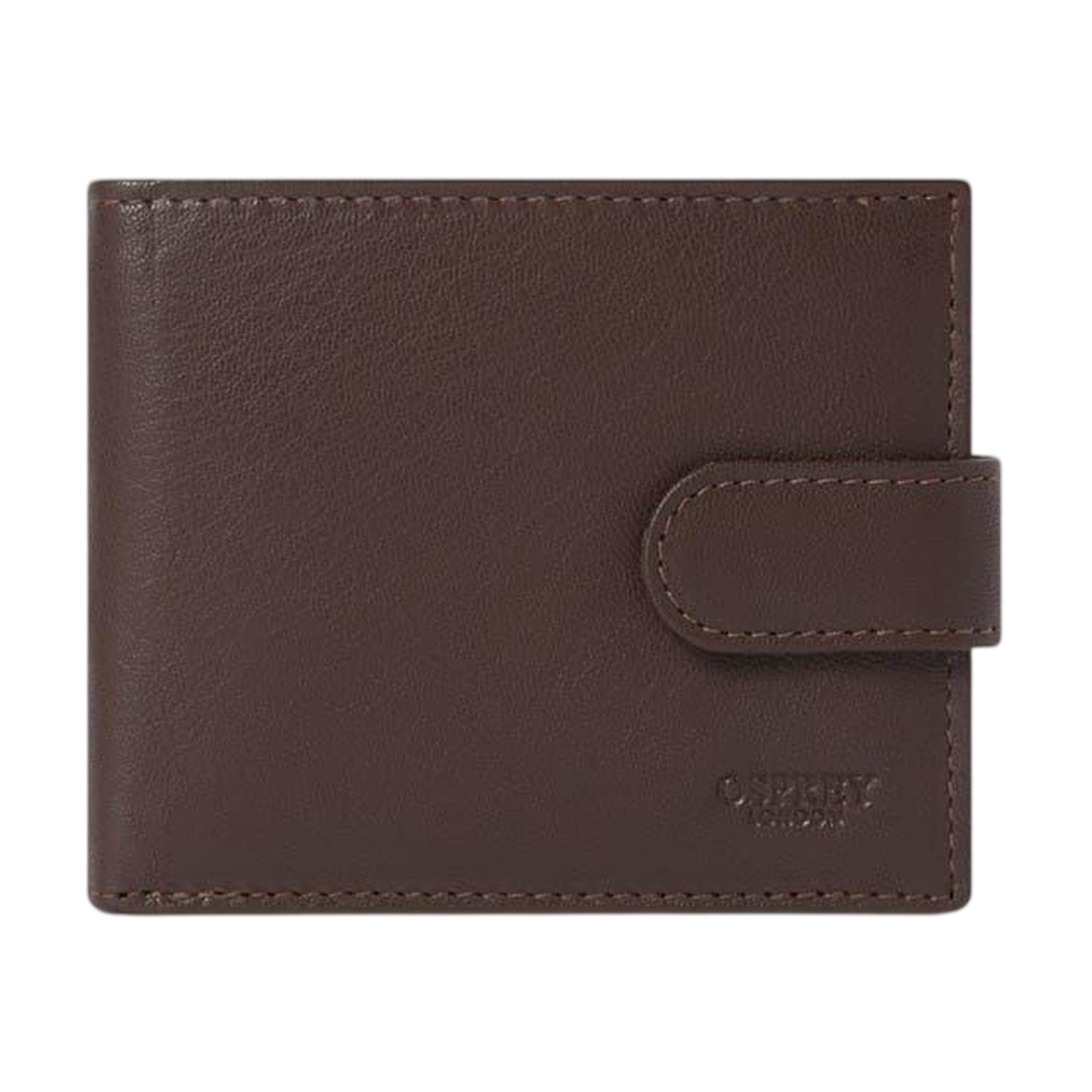Chocolate Brown - Front - Osprey Wesley Leather Popper Wallet